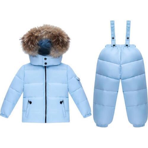 Childrens down jacket sets Boys and girls' winter suit thick