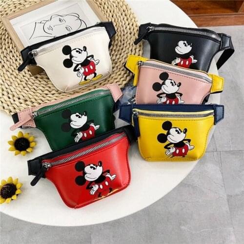 Disney pu cartoon girl boy messenger bag minnie mickey mouse shoulder bag fashion handbag coin bag kids waist bag gifts