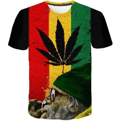 Funny Old man Smokes Paint bright Colorful weeds leaves printed 3D T shirt unisex T-shirt Summer Hip Hop Streetwear Child Tshirt