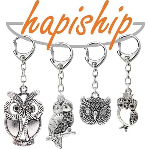 Hapiship 2018 Women/Mens Fashion Vintage Bronze Owl Key Chains Key Rings Alloy Charms Gift YSDY71 Wholesale Lots