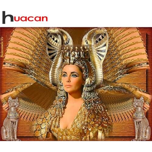 Huacan 5d DIY Diamond Embroidery Cross Stitch Egypt Woman Full Square Diamond Painting Mosaic Queen Portrait Rhinestone Pictures