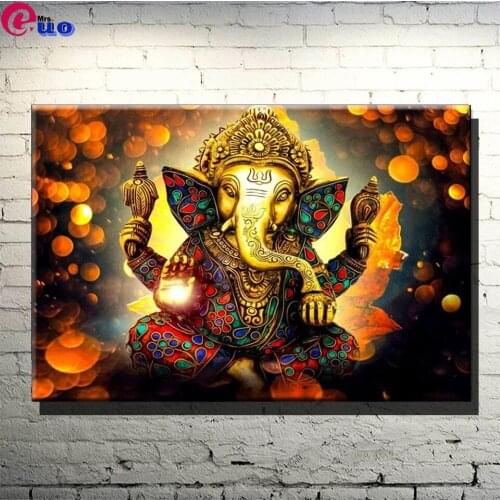 Indian Ganesh Wall Art 5d DIY Diamond Painting Full Drill Square / Round Crystal Mosaic Diamond Paiting Embroidery Accessories