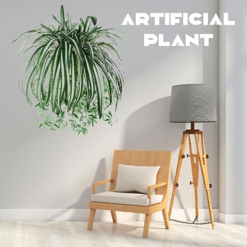 Artificial Plants Wall Hanging Chlorophytum Potted Green Plants PVC Fake Plants Simulation Flower Living Room Outdoor Home Decor