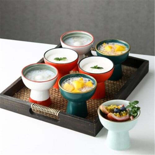 Japanese-style Gold-painted Ceramic Tall Yogurt Cup Dessert Snack Small Bowl Creative Household Fruit Tea Dishes Tableware Salad