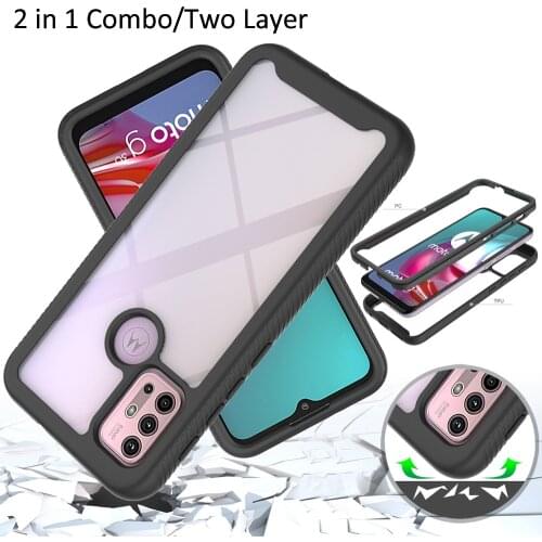 Combo Drop resistance Rugged Case For Motorola Moto G30 G10 Defender Armor Shield Anti-Skid Crystal Clear Cover