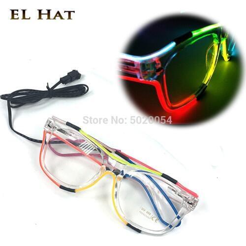 Colorful Unisex Women Men Fashion Cool LED Glasses Light Up Flashing Luminous Rave Glasses Night Christmas Birthday Party Decor