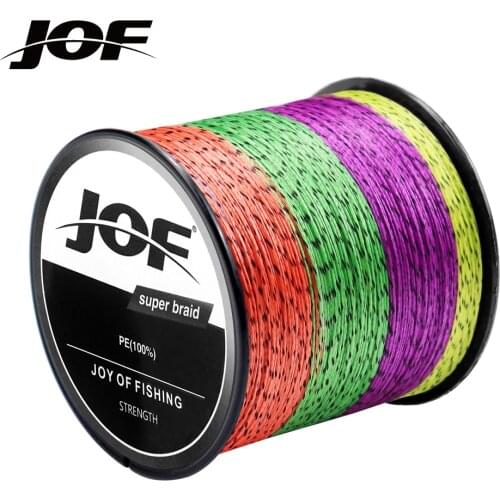 JOF 300M 8 Strands Weaves Speckled PE Braided Fishing Line Rope Multifilament 22 31 41 50 61 72 88LB
