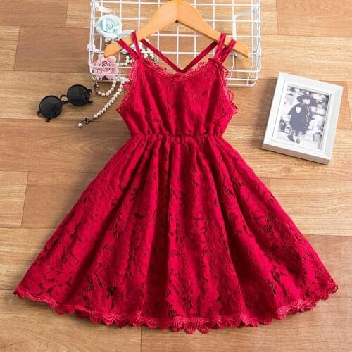 Girls Lace Princess Summer Dress Robe Fille Causal Wear Strap Sleeveless Kids Dresses Girls Baby Clothes Children Clothing 3-8y