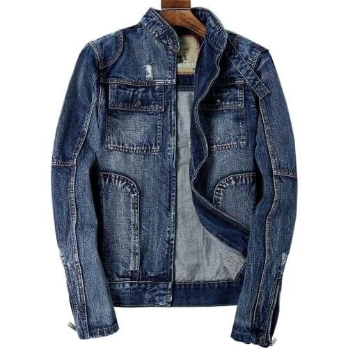 Plus Size XXXL Mens Denim Jacket Coat Vintage Spring Jeans Coats European Style Jean Denim Coat For Man Clothing Brand Overcoat