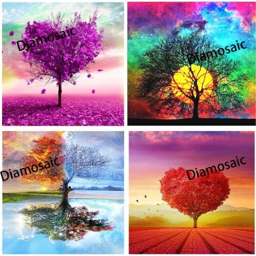 Diamosaic 5D DIY Rhinestones Diamond Painting Full Round Square Drill Picture Tree Paint By Numbers Cross-stitch Kits Embroidery