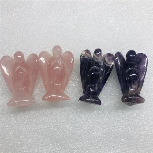 Natural Crystal Angel goddess Hand Carved Crystal Angel Wing Statue Decor Figurine Healing Gift Home decor