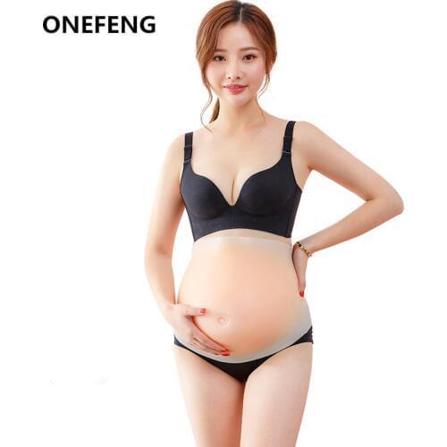 ONEFENG Skinless Belly 1200-1500g Fake Stomach Real Skin Silicone Belly for Drag Queen Crossdresser Fake Pregnant