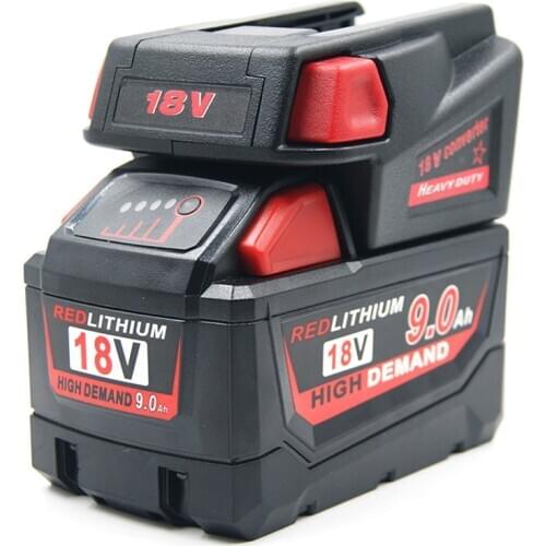 Battery Adapter Converter with USB Port Charging for Milwaukee M18 18V Li-ion Battery to Milwaukee V18 48-11-1830 Battery