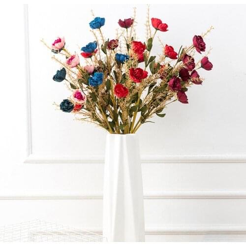 Peony Party Decoration Vintage Silk Artificial Flowers Small Rose Wedding Fake Flowers Festival Supplies Home Decor Bouquet