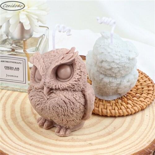 2 Sizes 6CM Owl Resin Mold Silicone For Candle Making DIY Handmade Decor Plaster Soy Aroma Wax Soap Mould