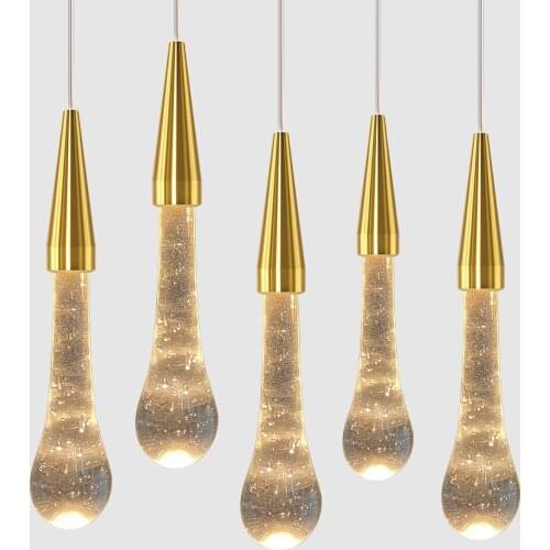 Nordic Crystal Glass Led Pendant Lights Hanging Drop Pendant Lamp Indoor Chandelier Restaurant Bar Bedroom Staircase AC90-265V