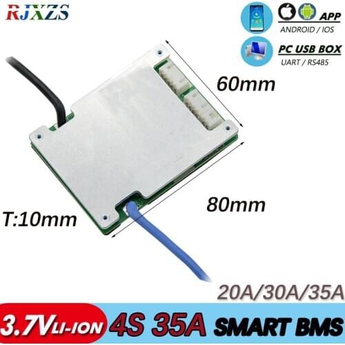 Smart BMS 4S 20A/30A/35A Small Lithium Ion Bluetooth PCM With Android Bluetooth APP UART External PC Monitor