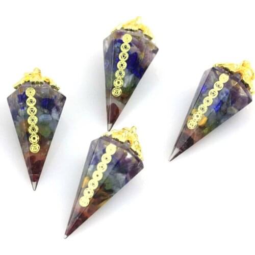 Sri Yantra Energy Necklace Natural Crystal Geometry Orgone Pendant Reiki