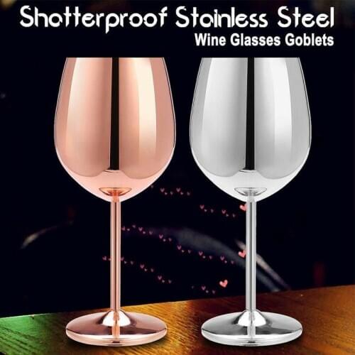 500ml Shatterproof Stainless Steel Wine Glasses Goblets Creative Metal Cocktail Glass Bar Restaurant Party Champagne Cup