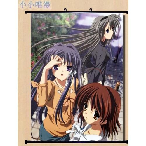 Japanese Decorative Pictures Anime Clannad Fujibayashi Kyou & Ichinose Kotomi & Furukawa Nagisa Home Decor Wall Scroll Poster