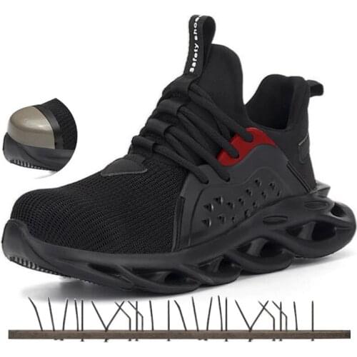 Work Safety Shoes For Men Summer Breathable Boots Working Steel Toe Anti-Smashing Construction Safety Work Sneakers Zapatos