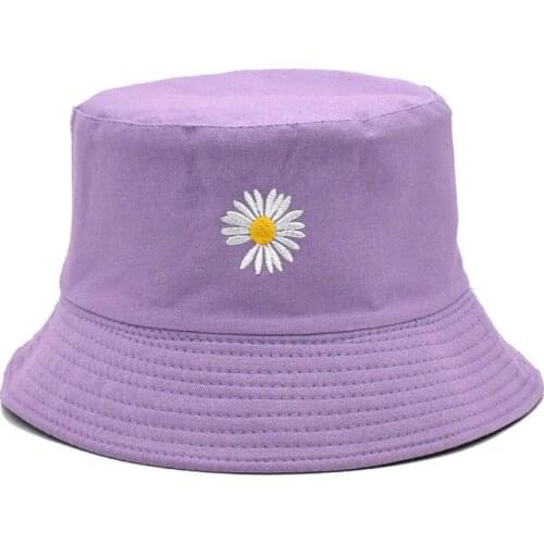 2021 Spring women Bucket fishing Hats Sunscreen sun cap Little daisies Double-sided wear Spring lady fisherman hat