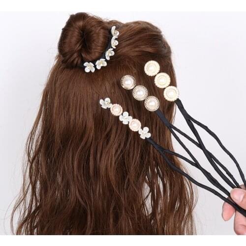 1pc Handmade Pearl Hairpin hair Styling Fashion Lazy Flower Bun Maker Twist Headband Hair Styling Accessories Hair Decoration