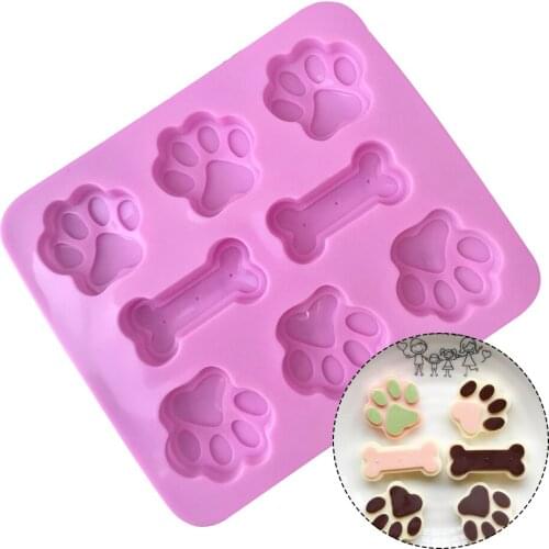 1pc Dog Footprint Feet Mould Cake Molds Bone Mold Creative Cookie Fondant 3D DIY Cat Paw Silicone Bakeware Kitchen Accessories