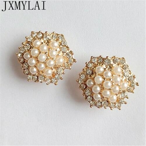 10 PCS 23mm Fashion Metal Alloy KC Gold Imitation Pearl Crystal Connectors Charm For Hair Necklace Accessories Findings