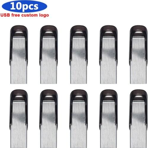 10pcs free logo Usb Flash Drive 4G 8GB 32GB Pendrive Metal Small Mini U Disk pen drive rectangle USB 2.0 Usb Flash Memory Stick