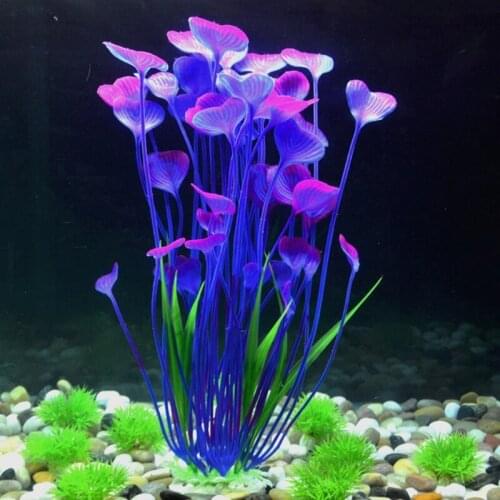 2Pcs Aquarium Ornaments Plastic Artificial Plants Fish Tank Large Plant Decorations Non-Toxic Safe for All Fish Aquarium Supply