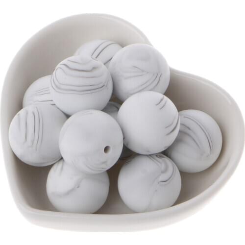 2020 New 10pcs Silicone Marble White Teething Beads Baby Chewable Beads Diy Teether Toys