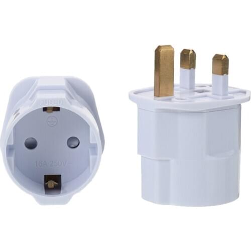 2pcs 13A Electrical Socket EU Power Converter White Travel Standard Plug Adapter EU to UK Conversion Socket Plug