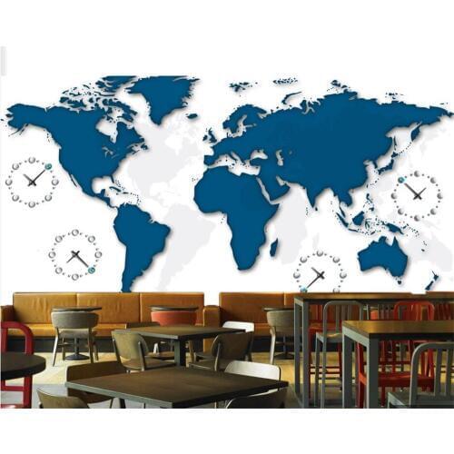 Beibehang papel de parede 3d Custom 3D minimalist time map clock background wall decoration mural living room wallpaper mural