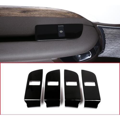 4pcs Gloss Black ABS Chrome Child Safety Door Lock Switch Panel Cover Trim For Land Rover Discovery 5 LR5 L462 2017 2018
