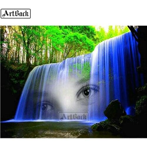 5d diamond painting woman waterfall landscape full square diamond embroidery animal 3d handmade mosaic crafts