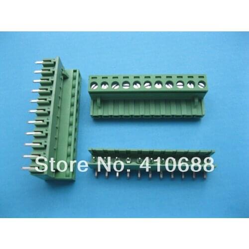 60 Pcs Angle 11 way/pin Pitch 5.08mm Screw Terminal Block Connector Pluggable Type Green 2EDCK-2EDCR-5.08