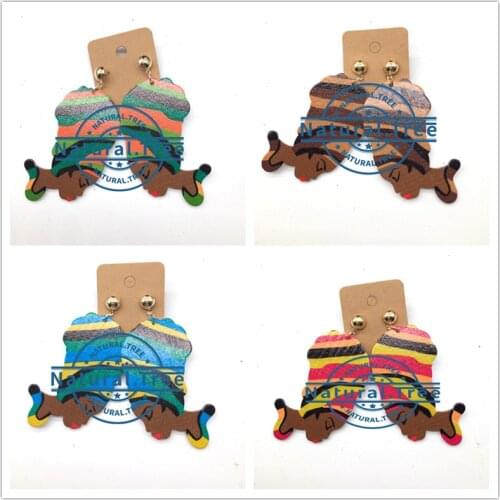 Free Shipping!Afro Headwrap Women Wooden Earrings can mixed 6 colors