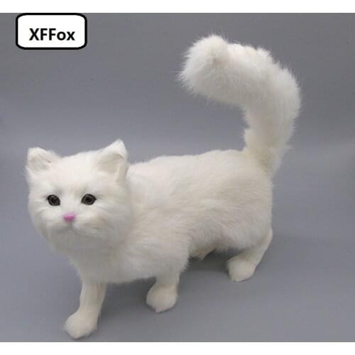 Big real life white cat model plastic&furs beautiful standing cat doll gift about 32x25cm xf1399