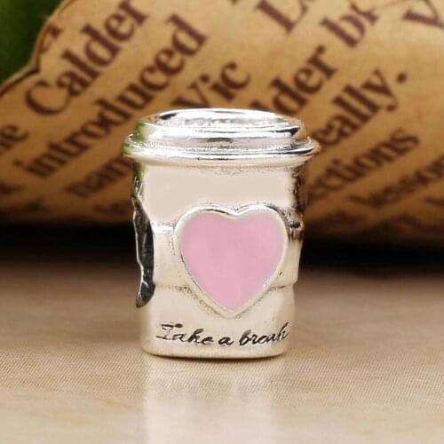 Free Shipping Authentic 925 Sterling Silver Drink To Go Charms Fit Original Bracelet For Women DIY Jewelry S925 Beads