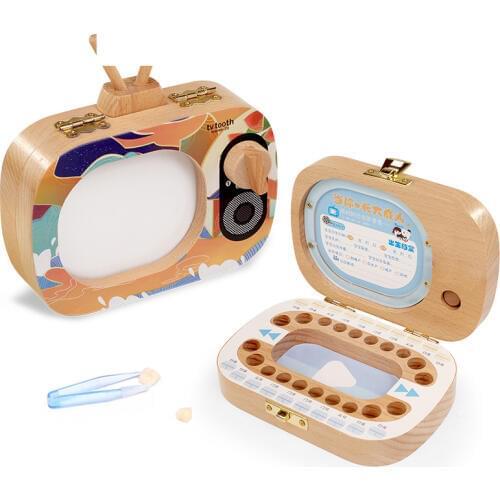 Wood Baby Tooth Box Wooden Milk Teeth Box Tooth Organizer Storage Boys Girls Save Souvenir Case for children gifts