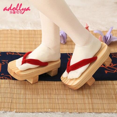 Adollya Wooden Shoes BJD Doll Accessories Shoes Clogs Kimono Accessories Traditional Costume Doll Shoes for BJD Dolls