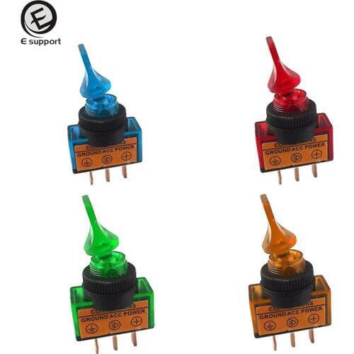EE support 4 Pcs 4 Colors Mixed 12V 20A LED Toggle Switch OFF/ON SPST 3Pin Short Handle Rocker Universal Car Moto Accessories