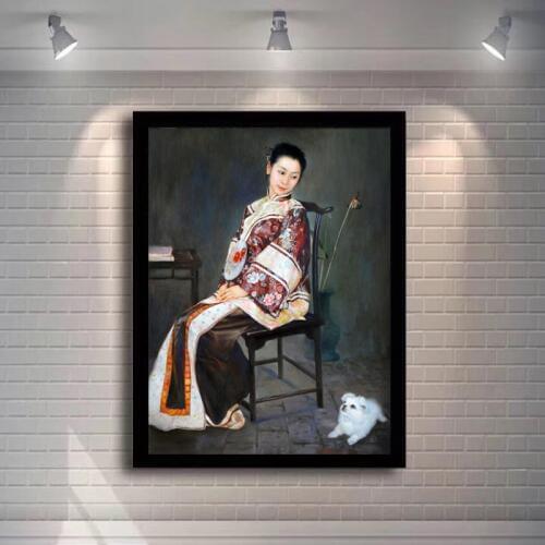 Chinese Qing Dynasty Woman Oil Painting on Canvas Posters and Prints Wall Art Pictures for Living Room Home Decoration No Frame