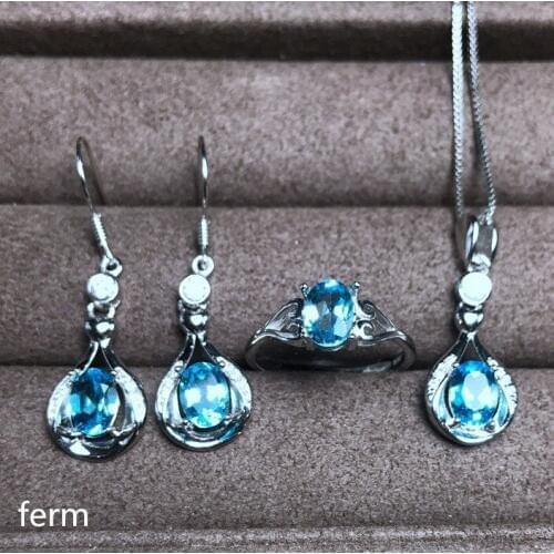 KJJEAXCMY exquisite jewelry 925 pure silver inlaid natural torpid stone jewelry pendant Pendant Earrings 3 sets