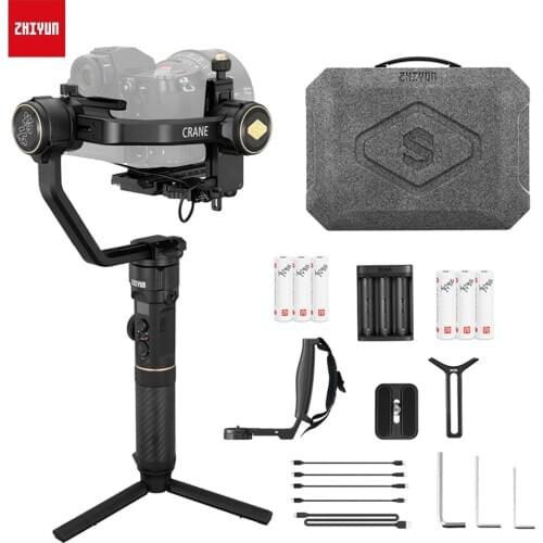 Zhiyun CRANE 2S Combo 3-Axis Handheld Gimbal Stabilizer+Mini Dual Grip Lite+18650 Batteries Kit 0.96 Inch OLED Screen