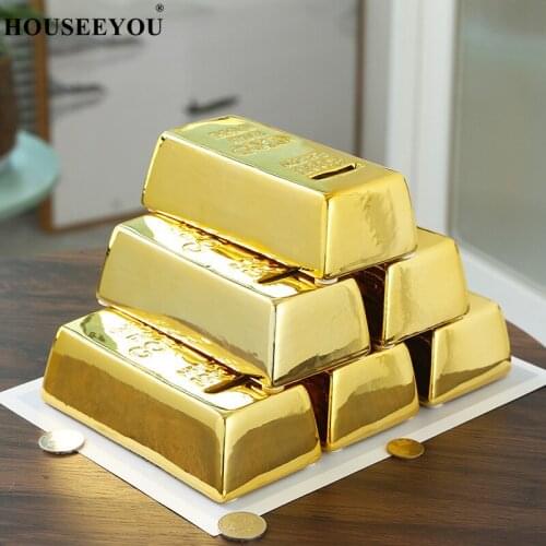 1000g Bullion Brick Piggy Bank ABS Plastic Gold Cash Case Saving Money Box for Kids Children Birthday Gifts Home Decor Coin Jar