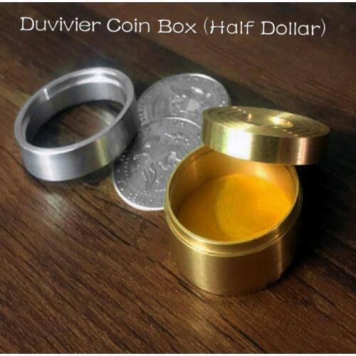 Duvivier Coin Box (Half Dollar) by Dominique Duvivier Coin Magic Tricks Illusions Close up Magic Props Magician Three In One Box
