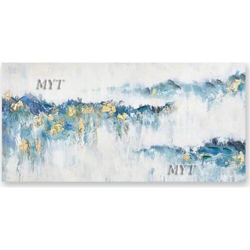 Beautiful Wall Painting New Abstract Gold Foil Textured Oil Painting Hand-painted Wall Hanging Canvas Art Free Shipping Panel