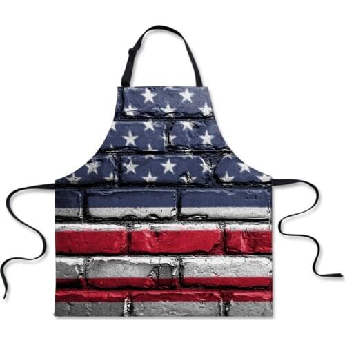 US Flag 3D Print Kitchen Apron for Women Chef Restaurant Home Cooking Aprons Baking Accessories Waist Bib Cleaning Tools 65*72cm
